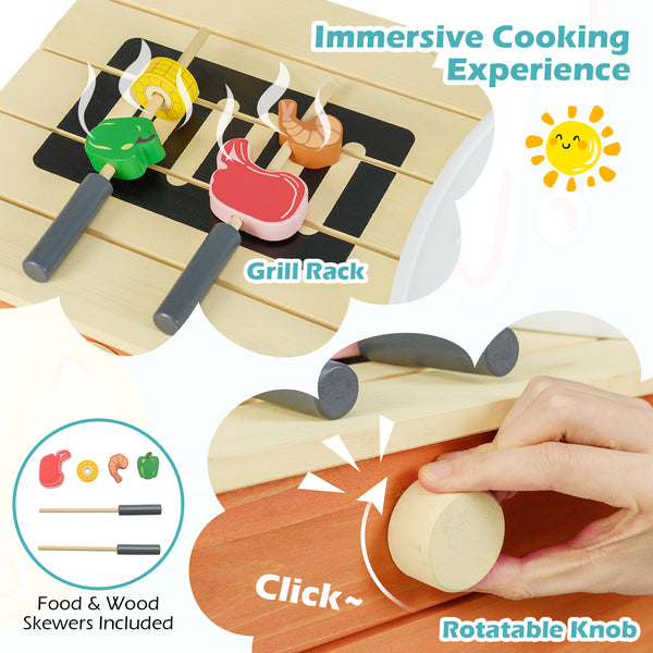 Kids Play Kitchen Set  Wooden Kitchen Playset Chef Pretend Mud Kitchen