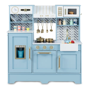Kids Play Kitchen with Stoves and Faucet for Girls Boys Aged 3-6