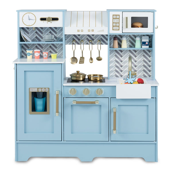 Kids Play Kitchen with Stoves and Faucet for Girls Boys Aged 3-6