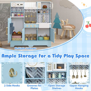 Kids Play Kitchen with Stoves and Faucet for Girls Boys Aged 3-6