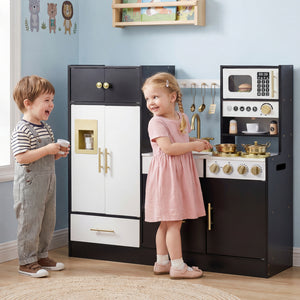 Kids Play Kitchen with Realistic Lights Sounds-Black