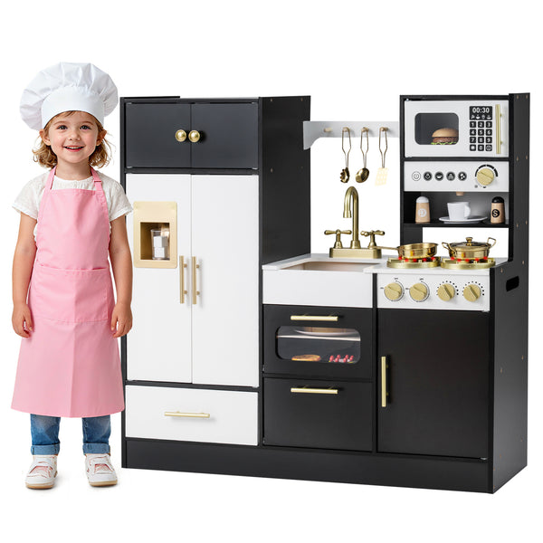 Kids Play Kitchen with Realistic Lights Sounds-Black