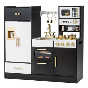 Kids Play Kitchen with Realistic Lights Sounds-Black