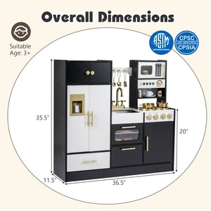 Kids Play Kitchen with Realistic Lights Sounds-Black