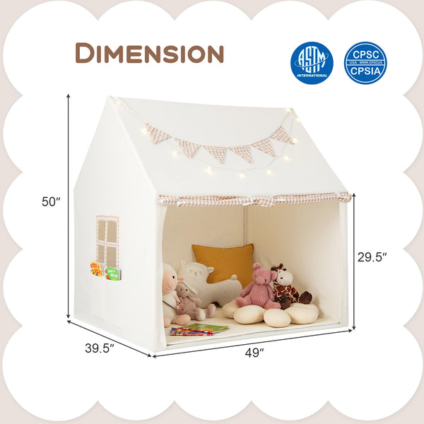 Kids Play Tent Large Playhouse with Padded Mat and 2 Breathable Windows