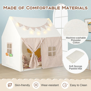 Kids Play Tent Large Playhouse with Padded Mat and 2 Breathable Windows