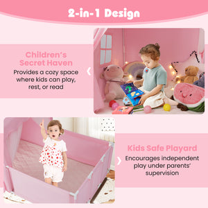 Kids Play Tent with Playpen 2-in-1 Toddler Playhouse with Yard