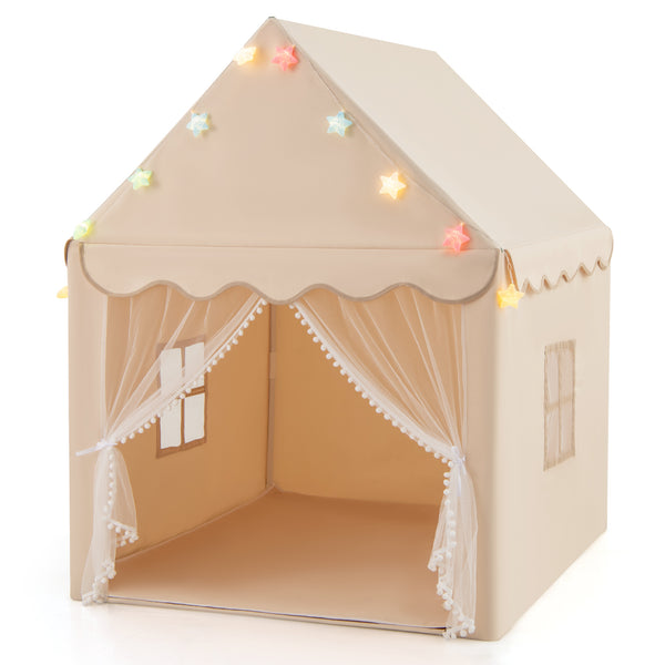 Kids Playhouse Tent with Colorful Star Lights and Mat