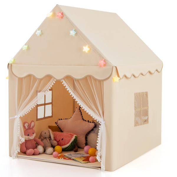 Kids Playhouse Tent with Colorful Star Lights and Mat
