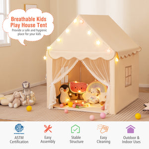 Kids Playhouse Tent with Colorful Star Lights and Mat