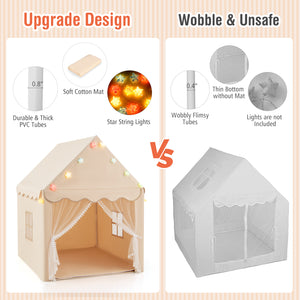 Kids Playhouse Tent with Colorful Star Lights and Mat