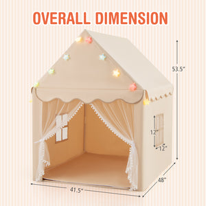 Kids Playhouse Tent with Colorful Star Lights and Mat