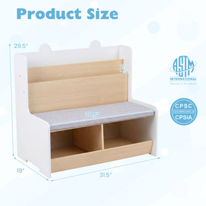 Kids Reading Nook with Bench Bookshelf and 2 Cubbies - Multi-Tier