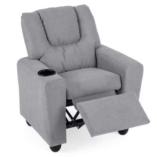 Kids Recliner Chair Push Back Toddler Reclining Armchair with Cup Holder-Grey