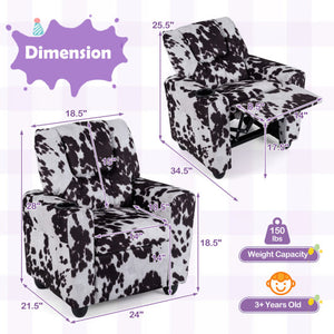 Kids Recliner Chair Push Back Toddler Reclining Armchair with Cup Holder-White