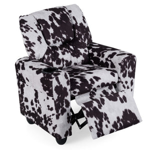 Kids Recliner Chair Push Back Toddler Reclining Armchair with Cup Holder-White