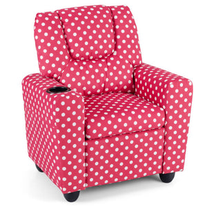 Kids Recliner Chair Push Back Toddler Reclining Armchair with Cup Holder-Red