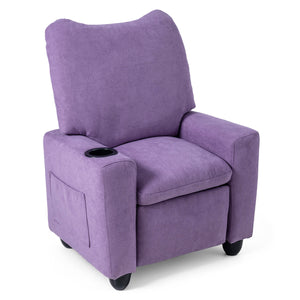 Kids Recliner Toddler Single Sofa with Adjustable Footrest and Cup Holder