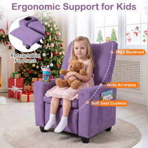 Kids Recliner Toddler Single Sofa with Adjustable Footrest and Cup Holder