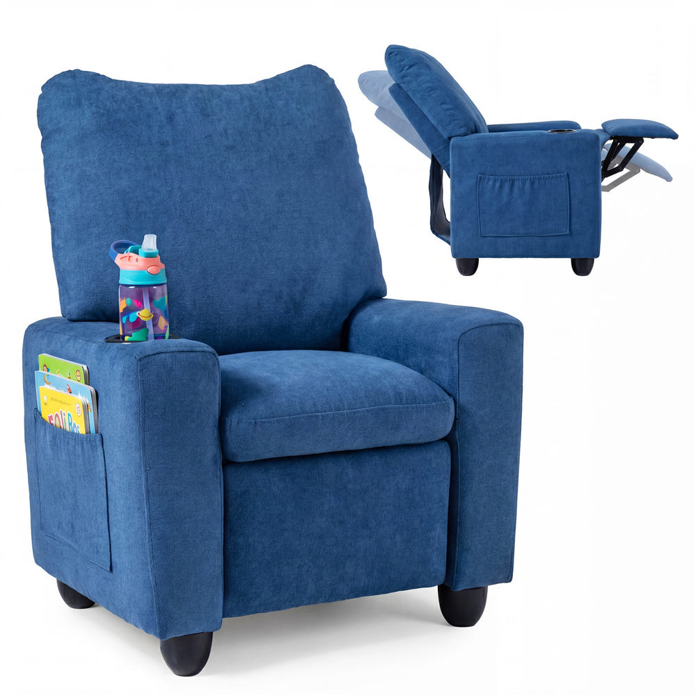 Kids Recliner Toddler Single Sofa with Adjustable Footrest and Cup Holder