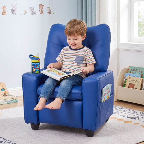 Kids Recliner with Cup Holder Armrests and Adjustable Backrest for Playroom