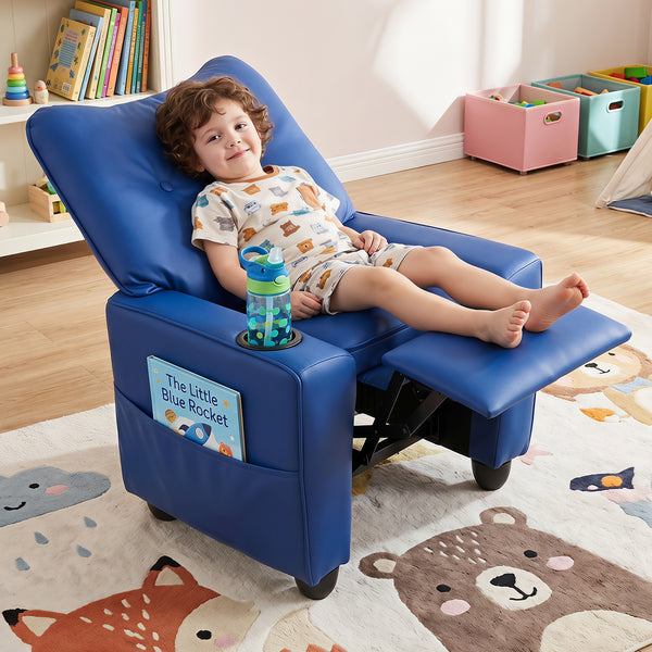Kids Recliner with Cup Holder Armrests and Adjustable Backrest for Playroom