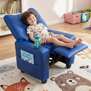 Kids Recliner Chair with Cup Holder and Adjustable Backrest