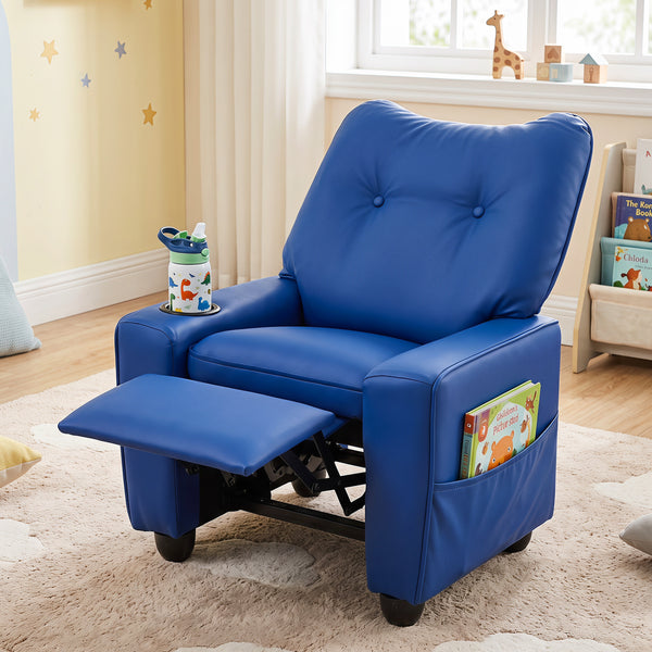 Kids Recliner with Cup Holder Armrests and Adjustable Backrest for Playroom