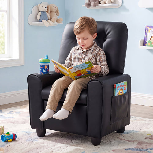 Kids Recliner with Cup Holder & Armrests and Adjustable Backrest Footrest