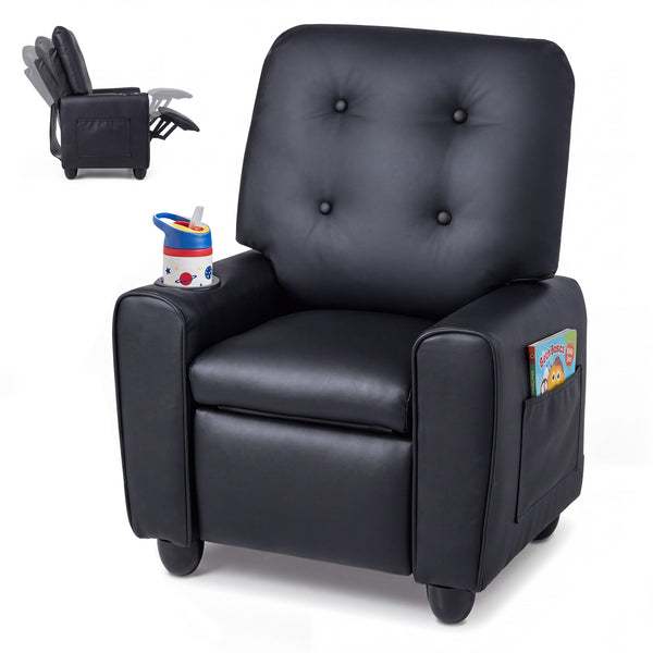 Kids Recliner with Cup Holder & Armrests and Adjustable Backrest Footrest