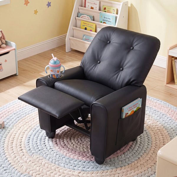 Kids Recliner with Cup Holder & Armrests and Adjustable Backrest Footrest