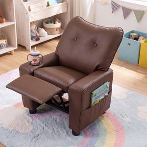 Kids Recliner with Cup Holder Armrests and Adjustable Backrest for Playroom