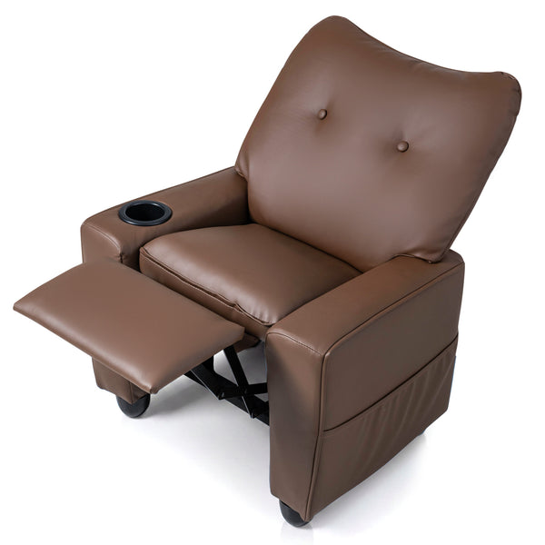 Kids Recliner with Cup Holder Armrests and Adjustable Backrest for Playroom