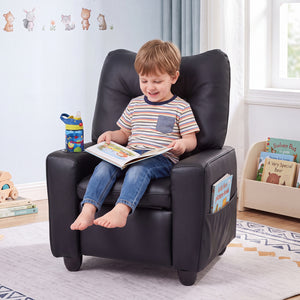 Kids Recliner with Cup Holder Armrests and Adjustable Backrest for Playroom