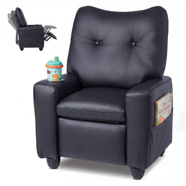 Kids Recliner with Cup Holder Armrests and Adjustable Backrest for Playroom