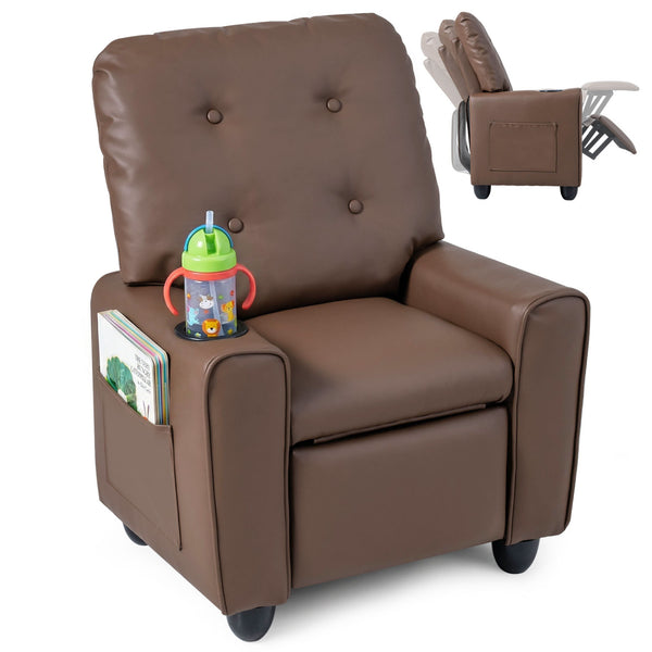 Kids Recliner with Cup Holder & Armrests and Adjustable Backrest Footrest
