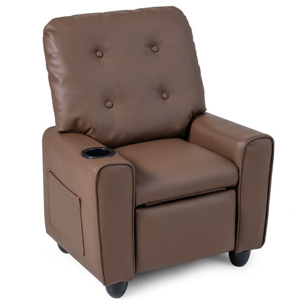Kids Recliner with Cup Holder & Armrests and Adjustable Backrest Footrest