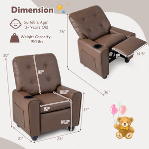 Kids Recliner with Cup Holder & Armrests and Adjustable Backrest Footrest