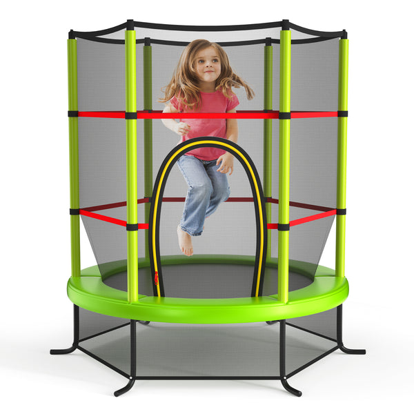 55 Inch Kids Recreational Trampoline Bouncing Jumping Mat with Enclosure Net