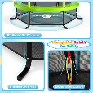55 Inch Kids Recreational Trampoline Bouncing Jumping Mat with Enclosure Net