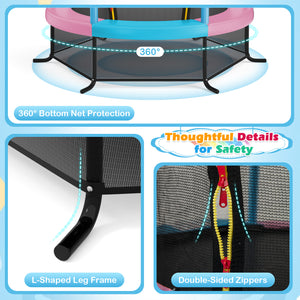 55 Inch Kids Recreational Trampoline Bouncing Jumping Mat with Enclosure Net