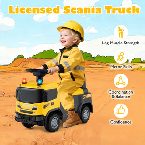 Kids Ride On Push Car Licensed SCANIA Truck Toy with Steering Wheel and Music