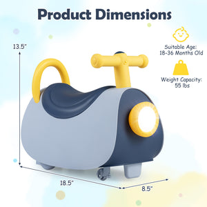 Kids Ride On Push Car with Headlight Music & Under Seat Storage for 18-36 Months