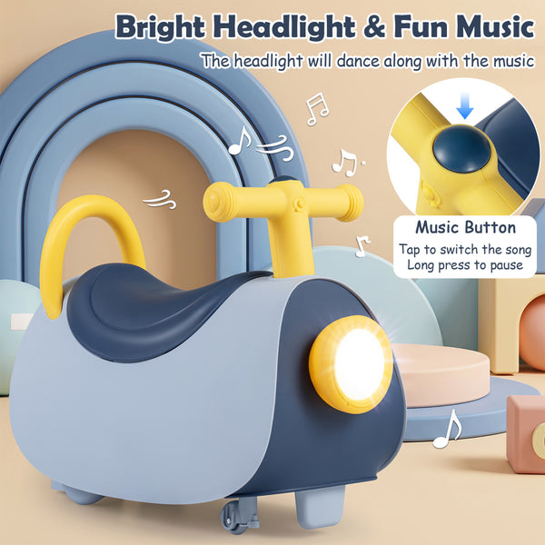 Kids Ride On Push Car with Headlight Music & Under Seat Storage for 18-36 Months