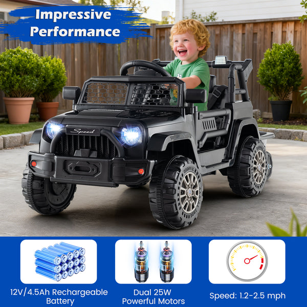 12V Kids Ride On UTV Car with detachable trailer, perfect for outdoor fun and adventure.