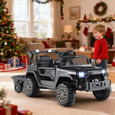 12V Kids Ride On UTV Car with Detachable Trailer - Fun outdoor toy for adventurous toddlers.