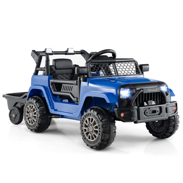 12V Kids Ride On UTV Car with detachable trailer, perfect for outdoor adventures and imaginative play.