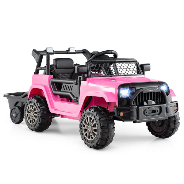 12V Kids Ride On UTV Car with detachable trailer, perfect for outdoor fun and adventure.
