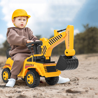 Kids Ride on Excavator with Adjustable Shovel - Educational