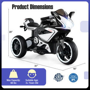 Kids Ride on Motorcycle 6V Battery Powered Mini Electric Motorbike with LED Lights
